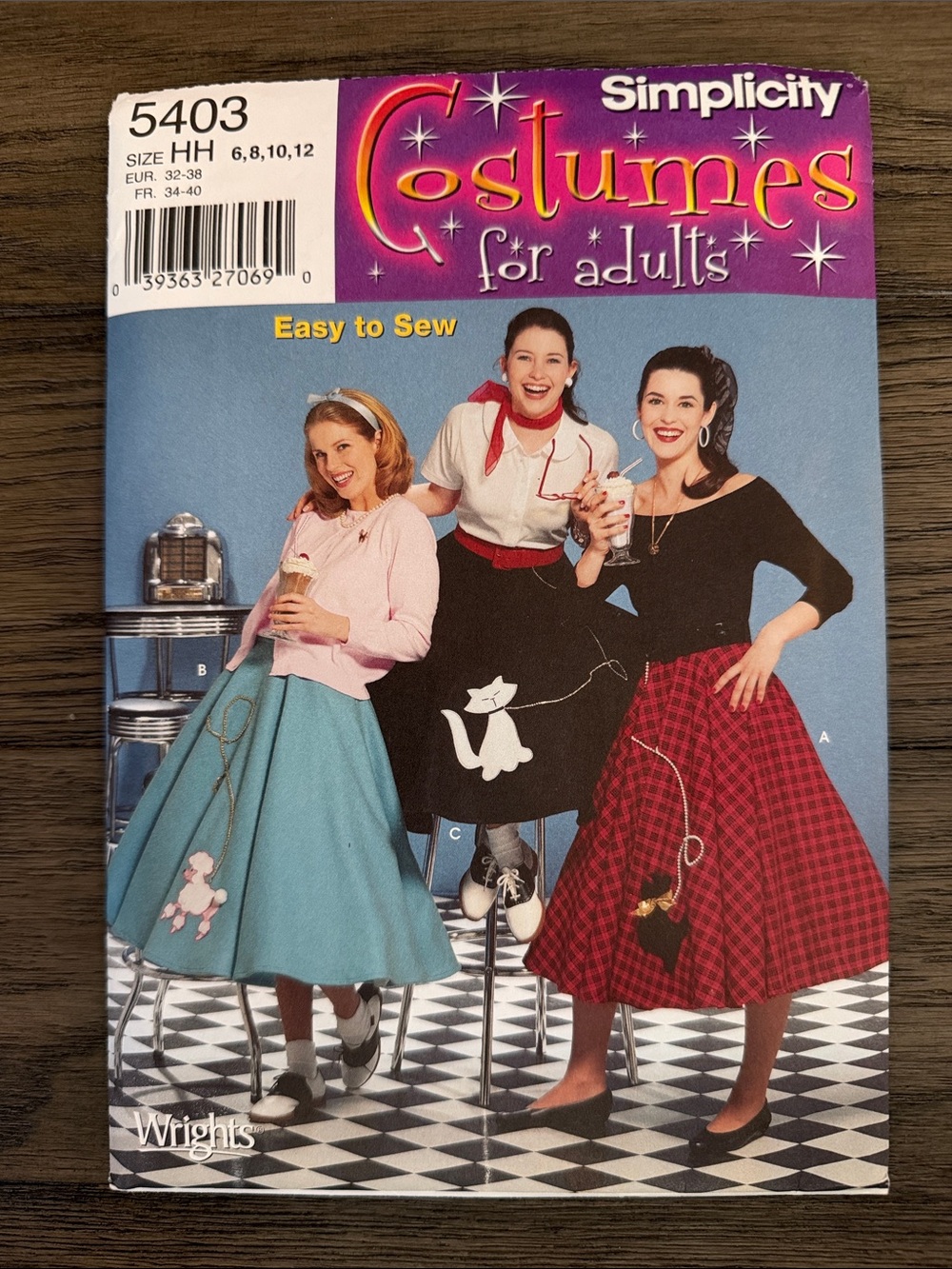 Simplicity 5403 Womenโs 50s Poodle Skirt Costume Pattern Size HH 6-12 Uncut